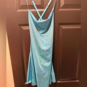 Iridescent Blue Slip Dress